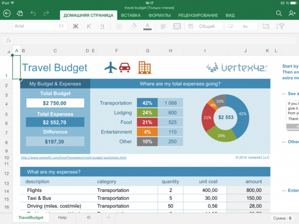 كيفية حساب تكلفة الرحلة في Excel
