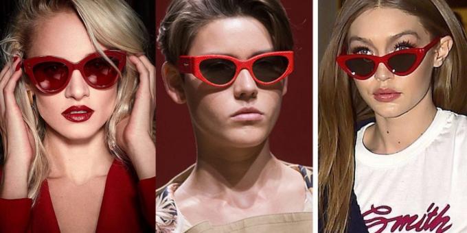 النظارات الشمسية المرأة في إطار أحمر