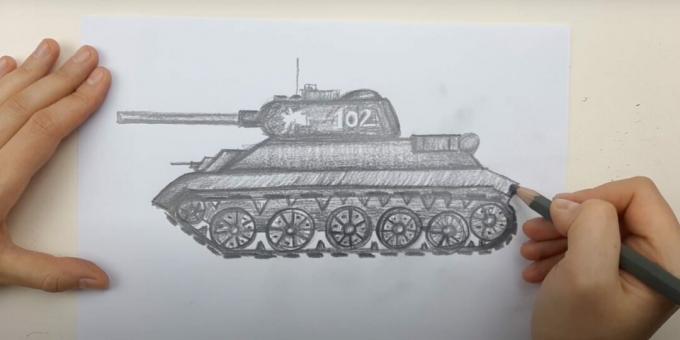 رسم دبابة بقلم رصاص بسيط