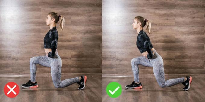 كيفية أداء الاندفاع بشكل صحيح: قم بإمالة جسمك بظهر مستقيم.