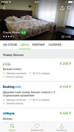 تطبيقات نظرة عامة Hotellook، وكيفية العثور على أفضل الأسعار على غرفة في فندق