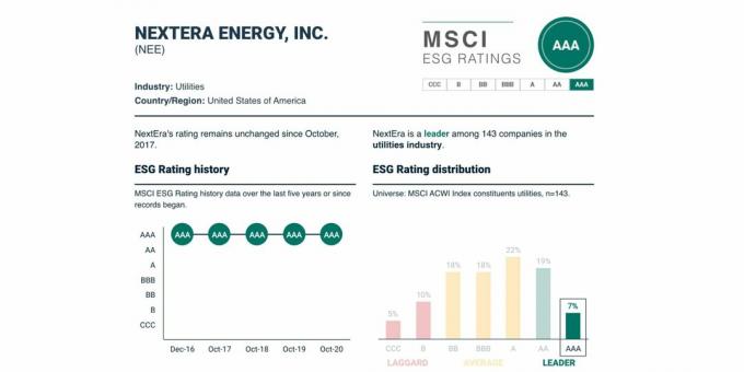 تصنيف ESG ودينامياته لـ NextEra Energy ، $ NEE ، مايو 2021.