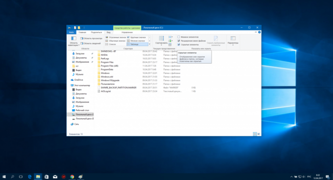 تكوين Windows 10: العناصر المخفية، وامتدادات الملفات