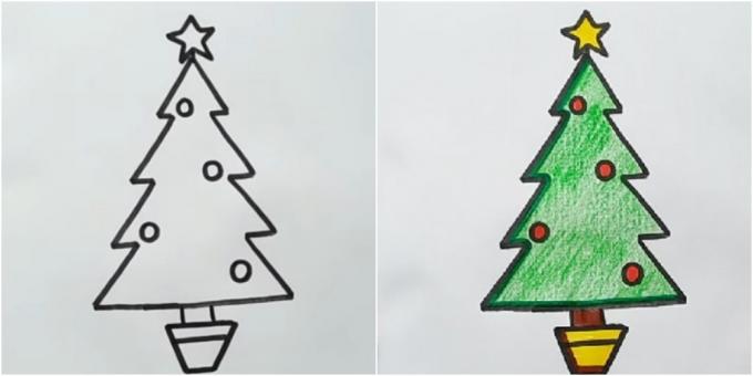 كيفية رسم شجرة الزاوي مع قلم رصاص أو شعر طرف القلم