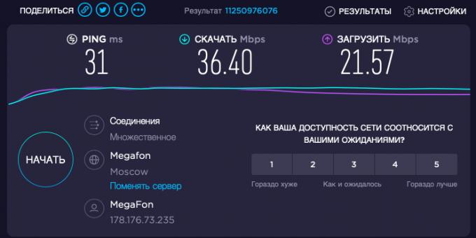 الإنترنت عبر الهاتف النقال "MegaFon": سرعة الإنترنت