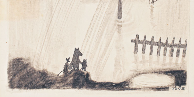 رسم لكتاب "مومين والطوفان العظيم"