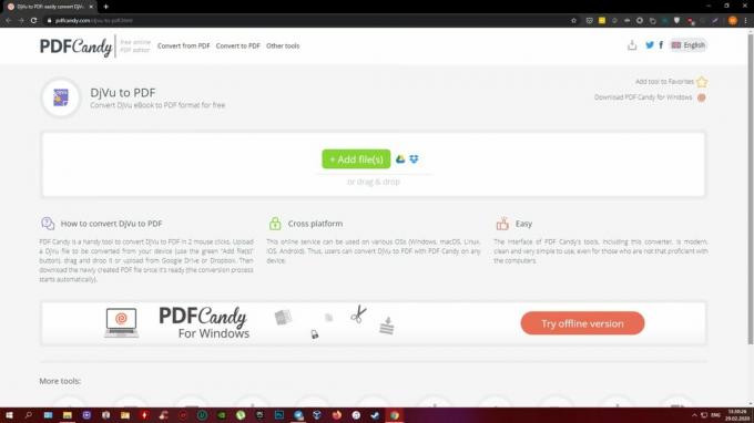 قم بتحويل ملفات DjVu إلى PDF عبر الإنترنت: PDFCandy