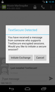 TextSecure ترسل مشفرة SMS-كي