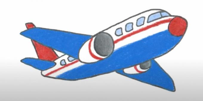 كيفية رسم طائرة: رسم طائرة بأقلام ملونة