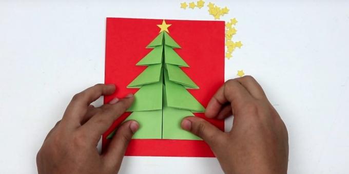 بطاقات عيد الميلاد مع أيديهم: شجرة عيد الميلاد كاملة