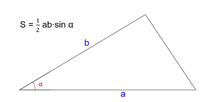كيفية إيجاد مساحة المثلث مع معرفة الضلعين والزاوية بينهما