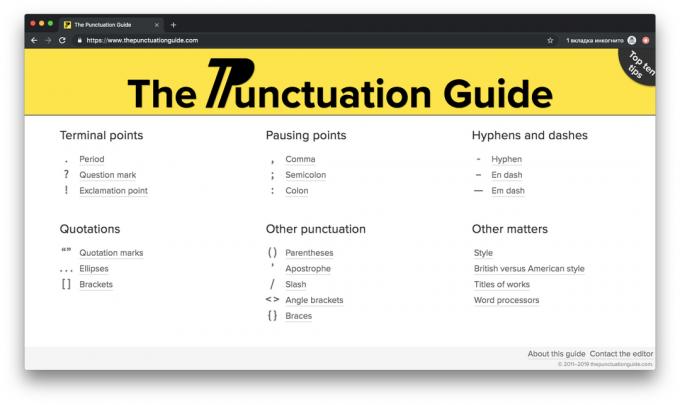 Thepunctuationguide.com للدراسة الذاتية من علامات الترقيم الإنجليزية