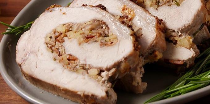 وصفات مع لحم الخنزير لحم الخنزير محشوة لحم الخنزير المقدد والتفاح والمكسرات