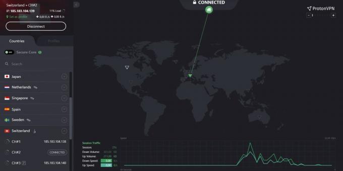 ProtonVPN: واجهة