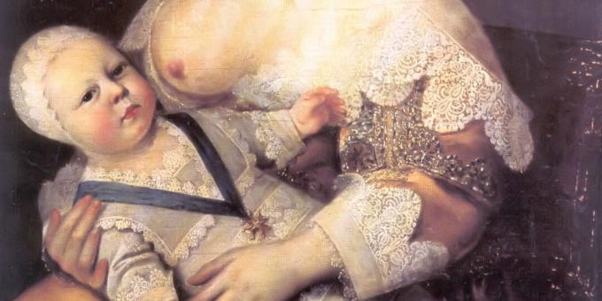 أطفال العصور الوسطى: لويس الرابع عشر في أحضان ممرضة السيدة لونجي دي لا جيروديير