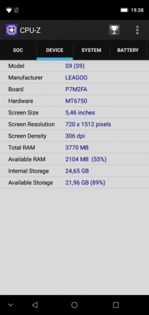 نظرة عامة Leagoo S9: CPU-Z