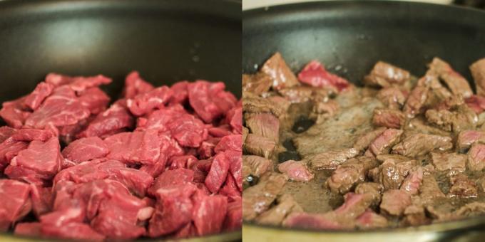 يقلى اللحم ويطهى 20 دقيقة